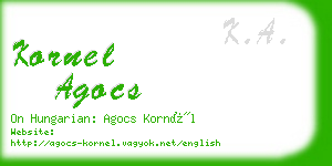 kornel agocs business card